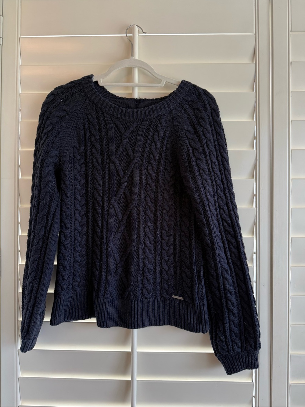 Abercrombie cable knit sweater, navy blue